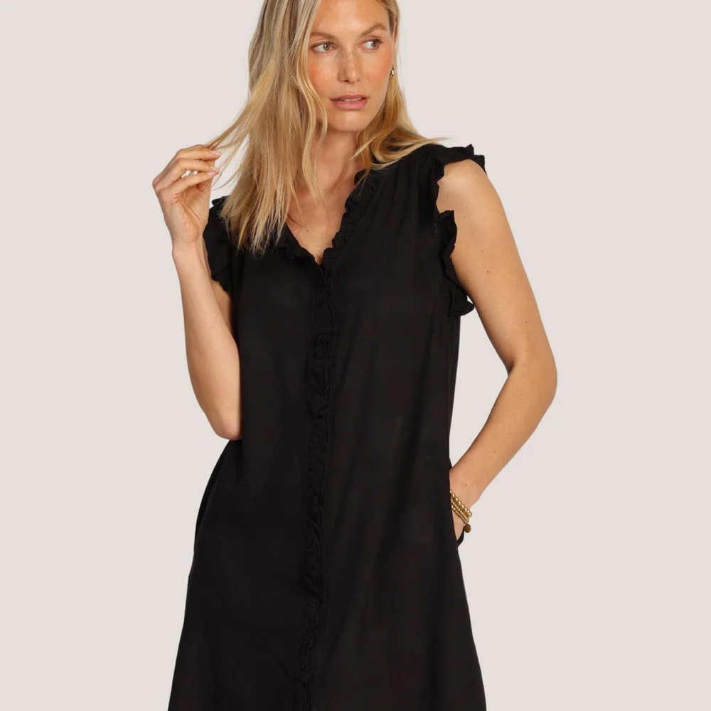 Elan Black Ruffle Mini Dress